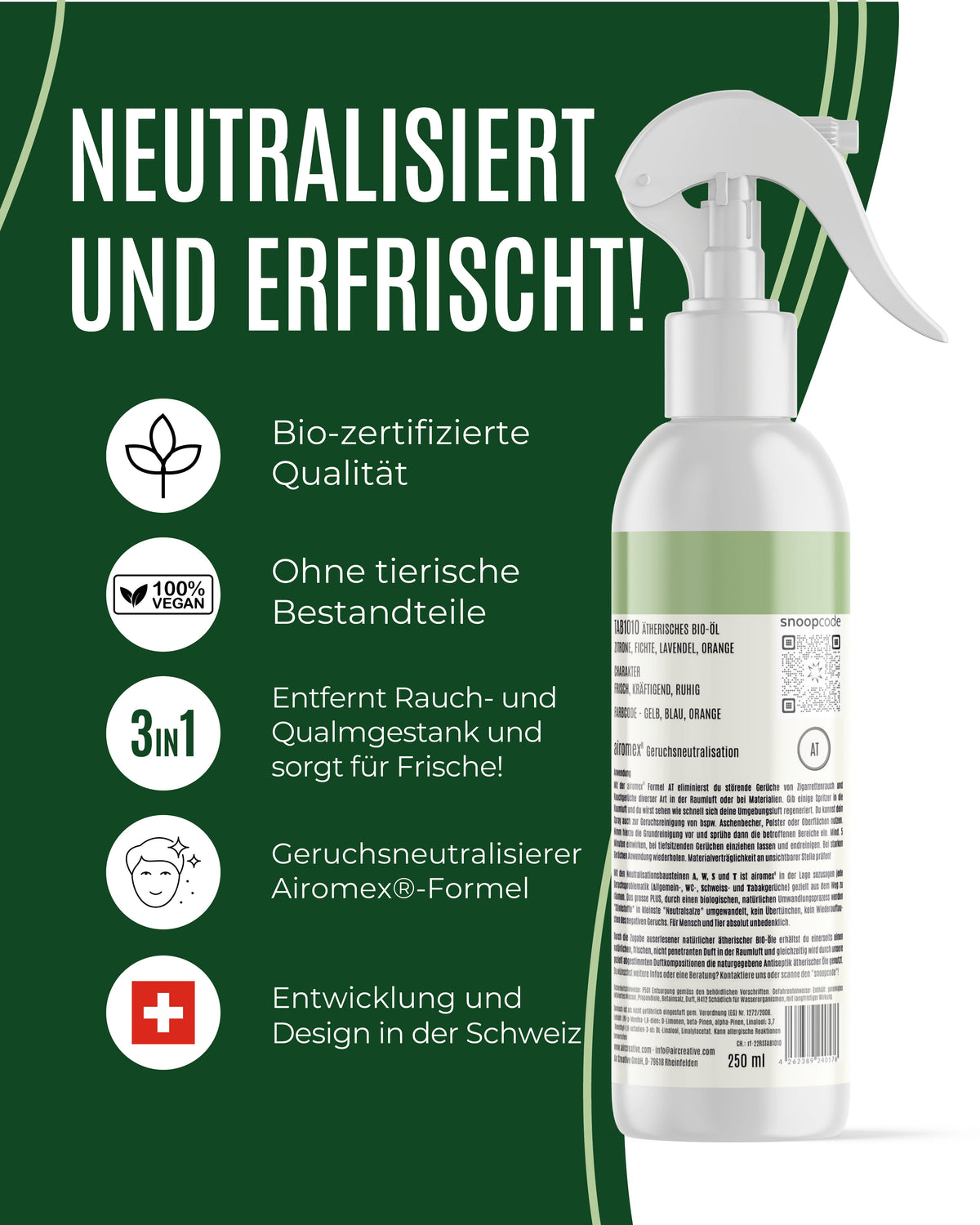 Rauchgeruch entfernen mit Airomex® «Tabak und Rauch»