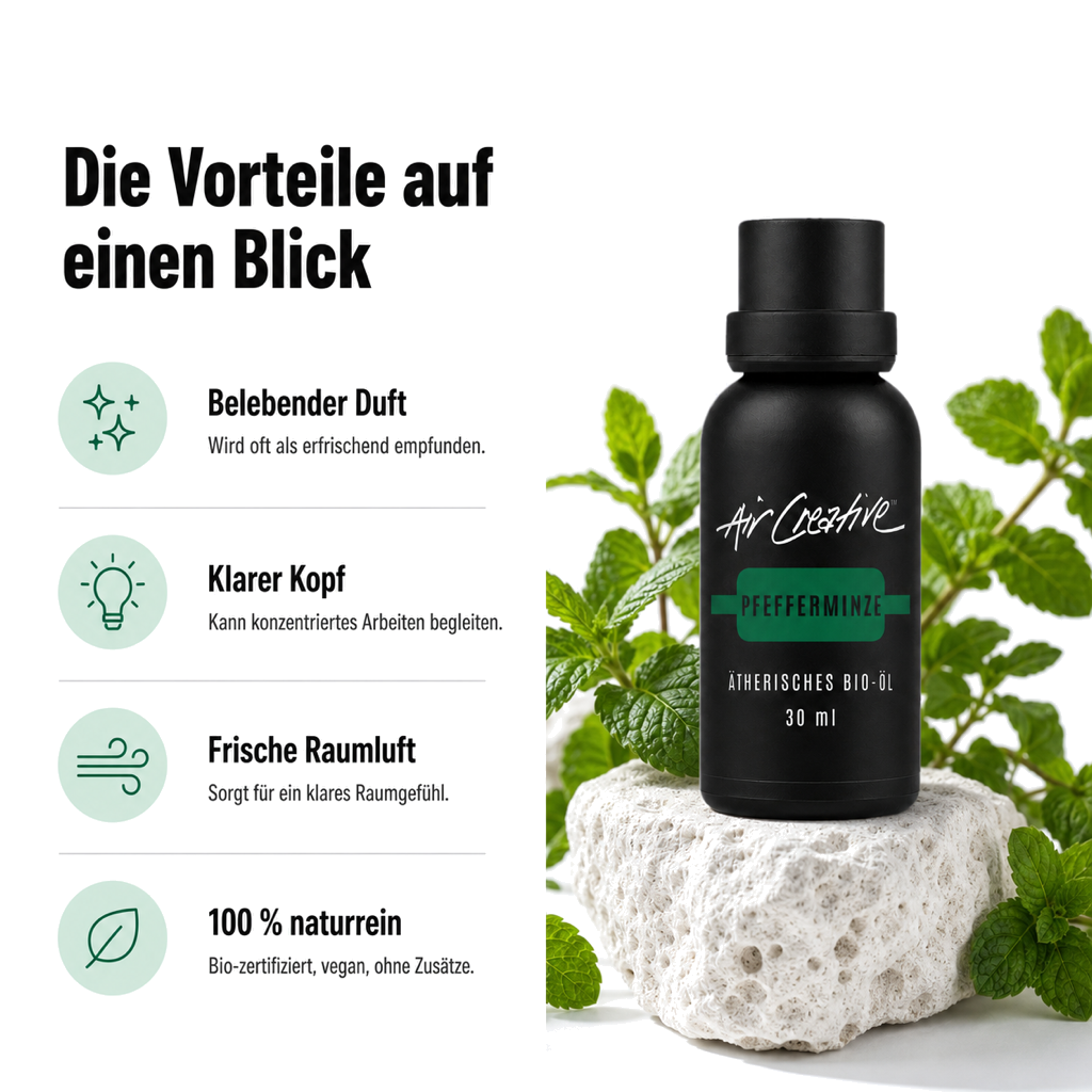 Ätherisches BIO-Öl "Pfefferminze" 30ml von Air Creative – Vorteile auf einen Blick