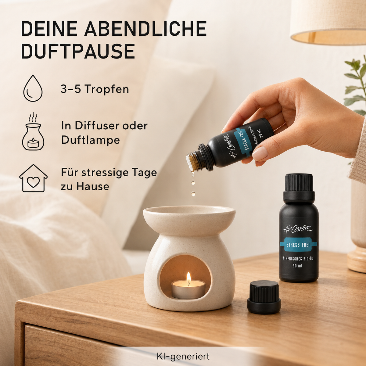 Ätherisches BIO-Öl "Stress frei" 30ml von Air Creative - Anwendung Schritt für Schritt