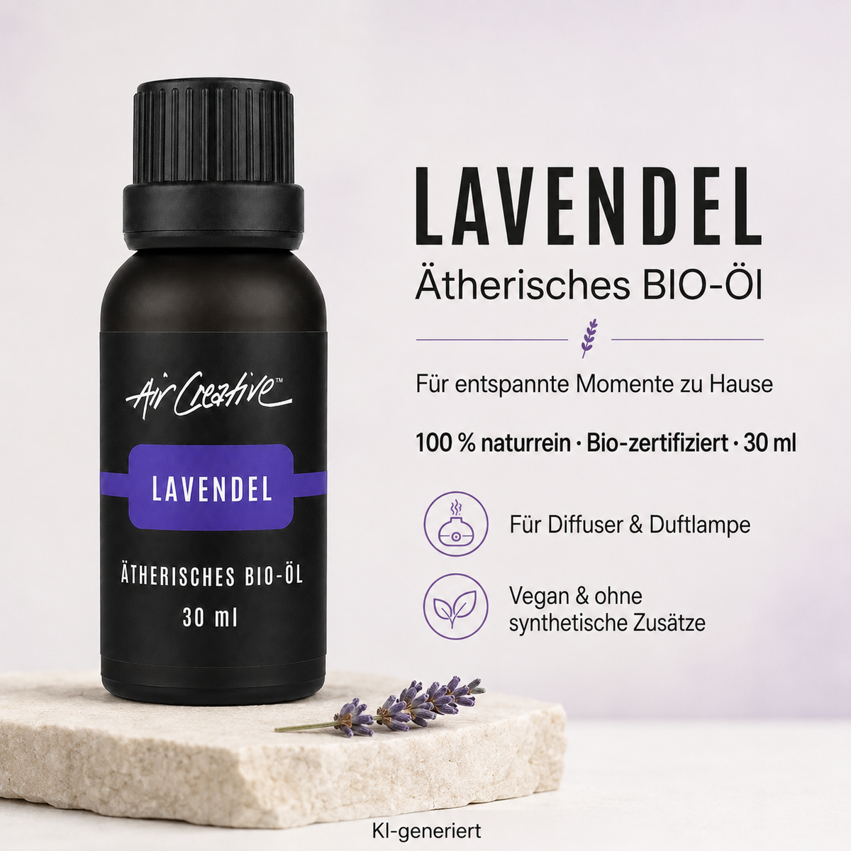 Ätherisches BIO-Öl "Lavendel" 30ml von Air Creative - Produktübersicht mit den wichtigsten Eigenschaften