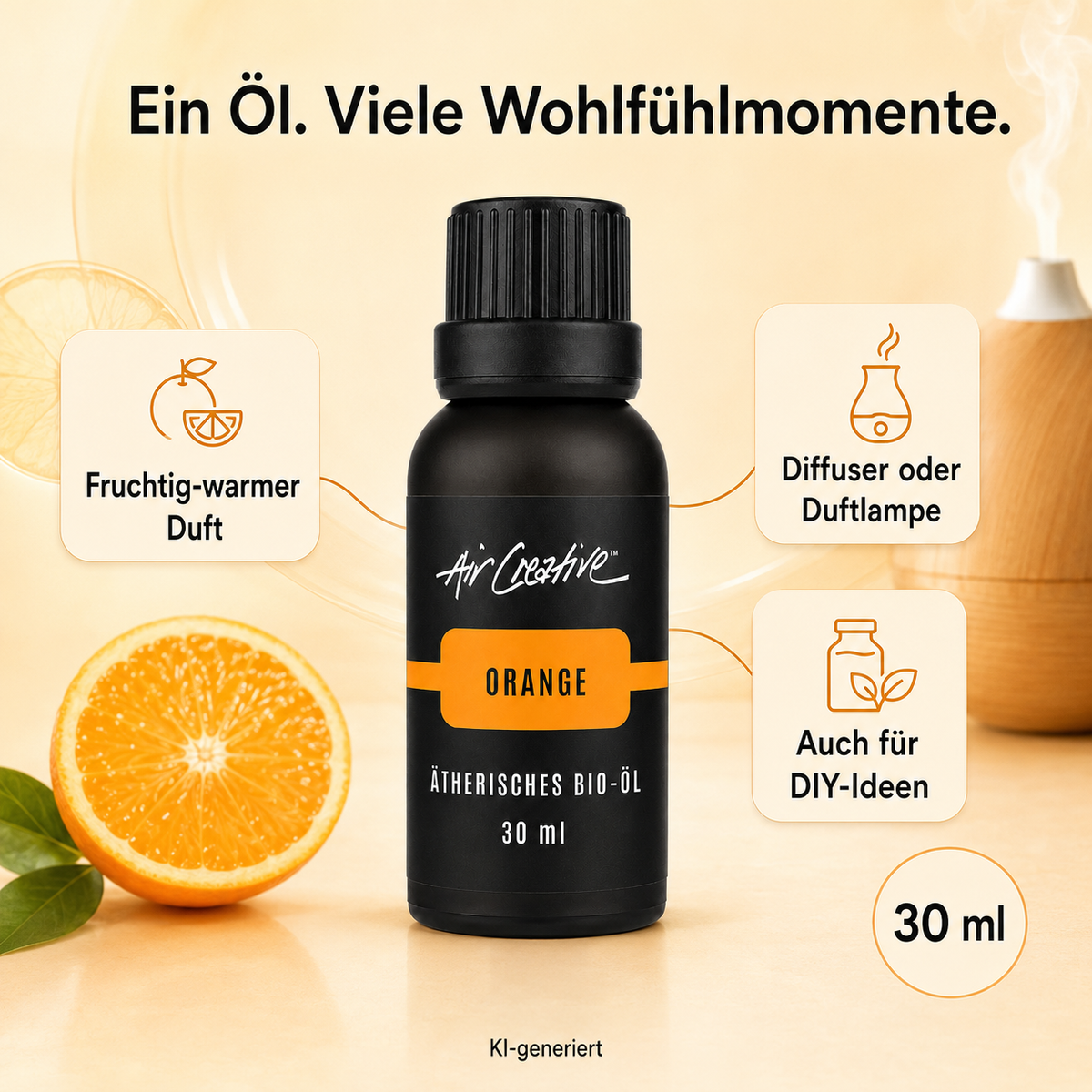 Ätherisches BIO-Öl "Orange" 30ml von Air Creative - Zusammensetzung und Eigenschaften