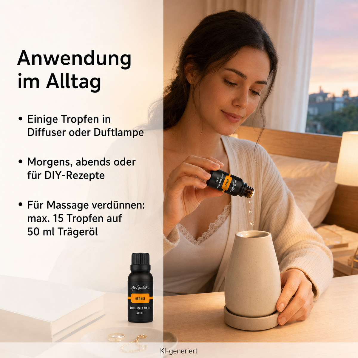 Ätherisches BIO-Öl "Orange" 30ml von Air Creative - Anwendung Schritt für Schritt