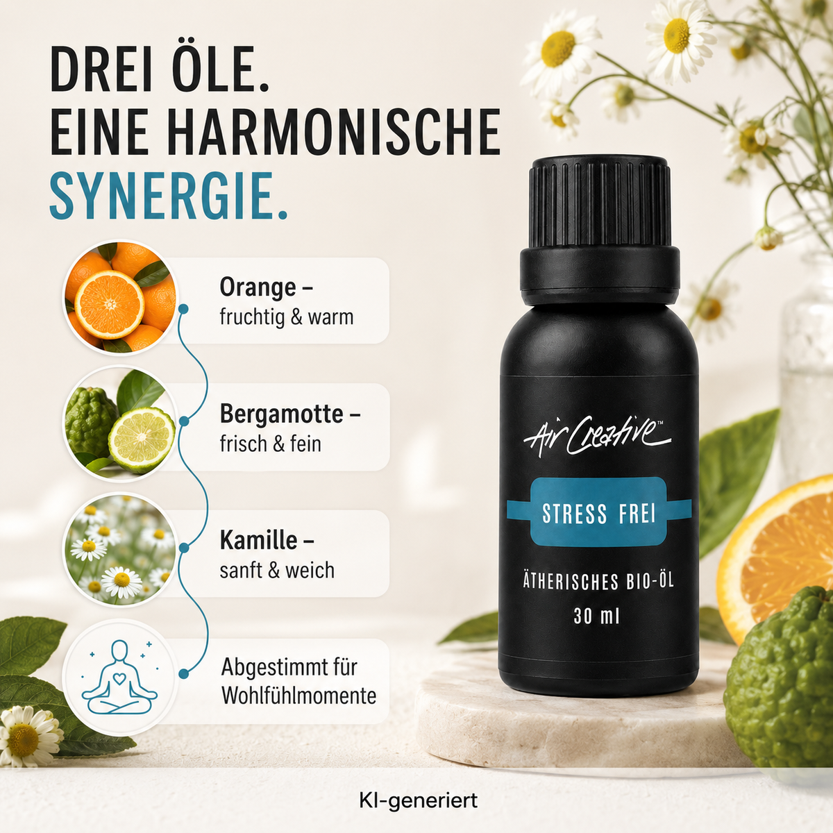 Ätherisches BIO-Öl "Stress frei" 30ml von Air Creative - Zusammensetzung und Eigenschaften