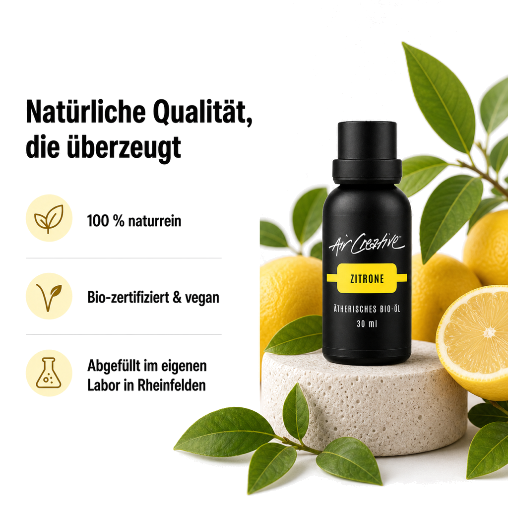 Ätherisches BIO-Öl "Zitrone" 30ml von Air Creative – Qualität und Herkunft